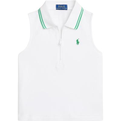 Polo Gładkie Polo Bez Rękawów z Zamkiem do Połowy Dziecięce Top Biały 313965012-002
