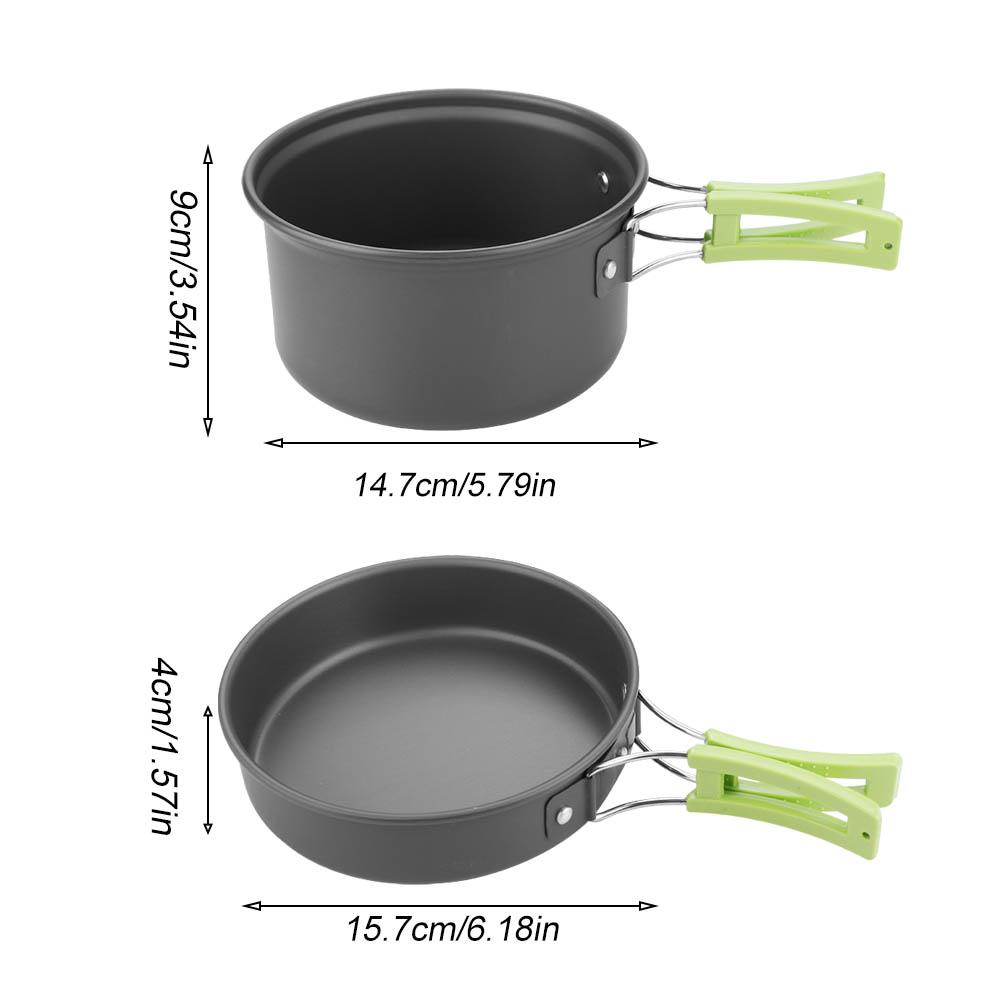 8PcsCelsiusset Portable Outdoor Travel Camping Picnic Cookware Cooking Pot Pan Bowel Set(Black)