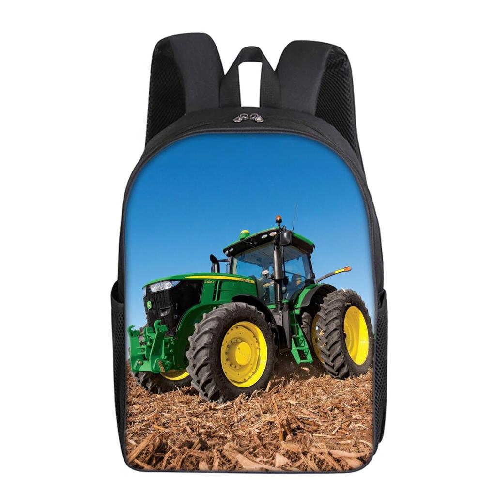 Excavator Printing Single Layer Backpack for Boy and Girls Best Gifts 2D Flat Cartoon School Bags for Children