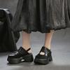 Johnature Retro Round Toe Thick Soled Sandals Versatile Genuine Leather Thick Heel Women's Platform Shoes