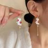 New Lovely Chinese Style Small Cat Folding Fan Flower Pear Pendant Asymmetry Earrings For Women Girls Charm Earring Jewelry Gift