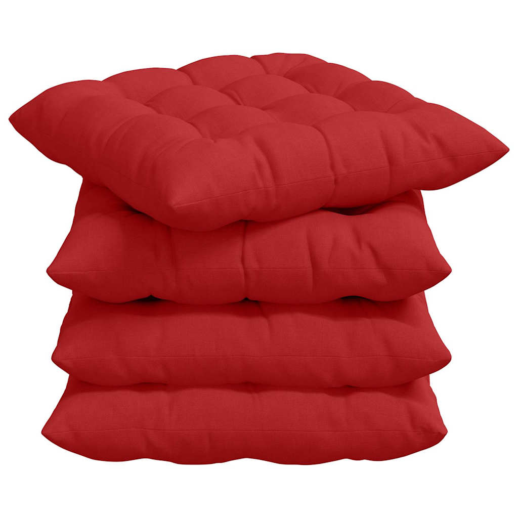 Seat Cushions 4 Pcs Red 40 X 40 X 6 Cm Fabric