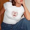 T-shirt imprimé Cherry Love pour femmes Spice Girls, pull à col rond, bas slim, hauts courts, printemps été