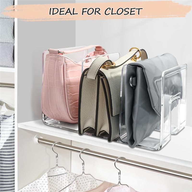 Good-Purse Organizer For Closet, Acrylic Clear Purse Storage Organizers, 2 PCS Different Size Divider Holder,Purse Shelf