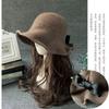 Vintage Wool Bucket Hats Ladies Bowler  Fashion Bows Basin Hat Fisherman  Woman Winter Black Coffee Dark Camel Hat