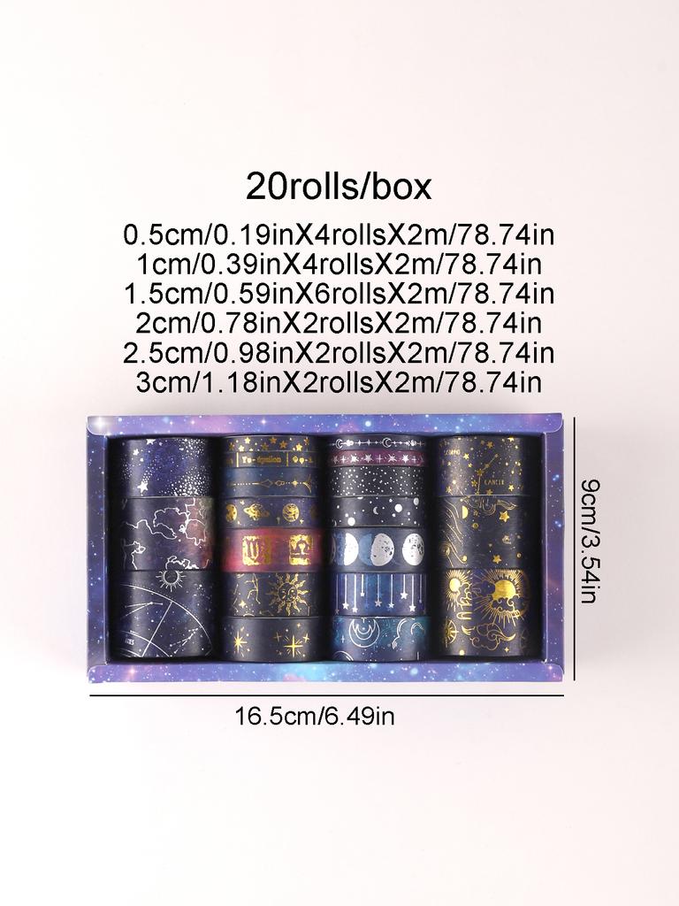 20rolls/box Starry Sky Themed Washi Tape Stationery Washi Tape Japanese Stationery Scrapbooking Supplies Art Supplies Gift