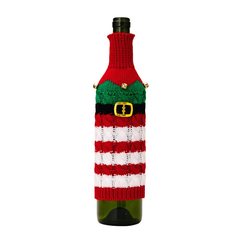 Christmas Wine Bottle Practical Woven Santa Claus Wine Bottle Cover Family Dining Table Wine Bag Home Party Ornament