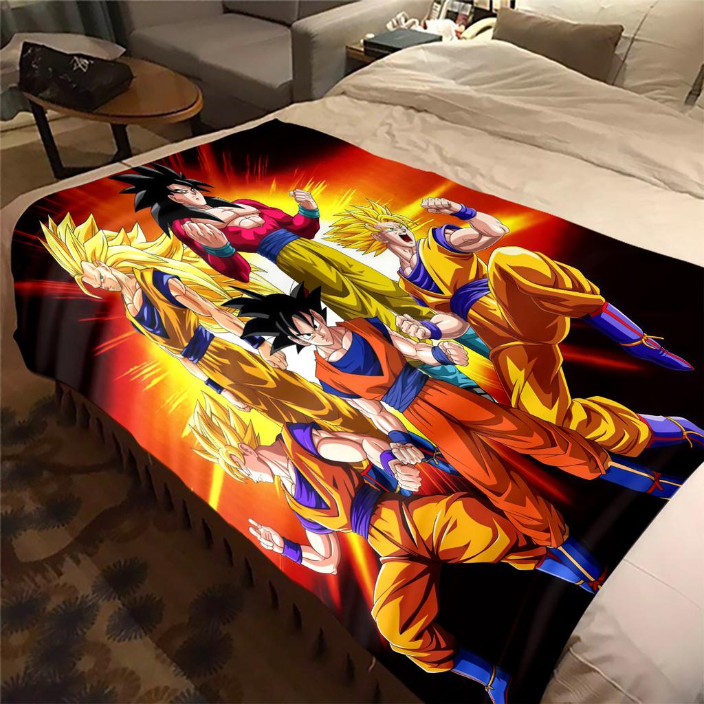 1pz Coperta in Flanella con Stampa Son Goku, Alta Qualità per Tutte le Stagioni, Decorazione per la Casa, Calore e Comfort, Perfetta per Regali di Natale