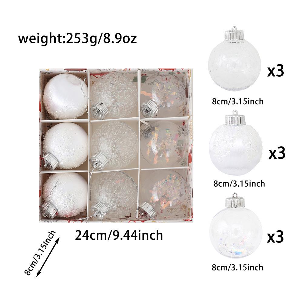Multi-Color Transparent Christmas Ball Set - Silk Thread & Painted Ornaments