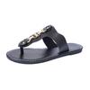 Pinch sandals women's new metal buckle flat-bottomed herringbone toe shoes beach women's shoes