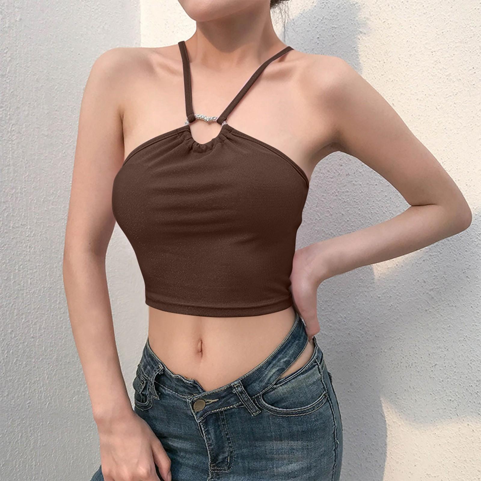 

Женский сексуальный обтягивающий топ без бретелек с крестом и ультракоротким рукавом Love Circle XL кофейный