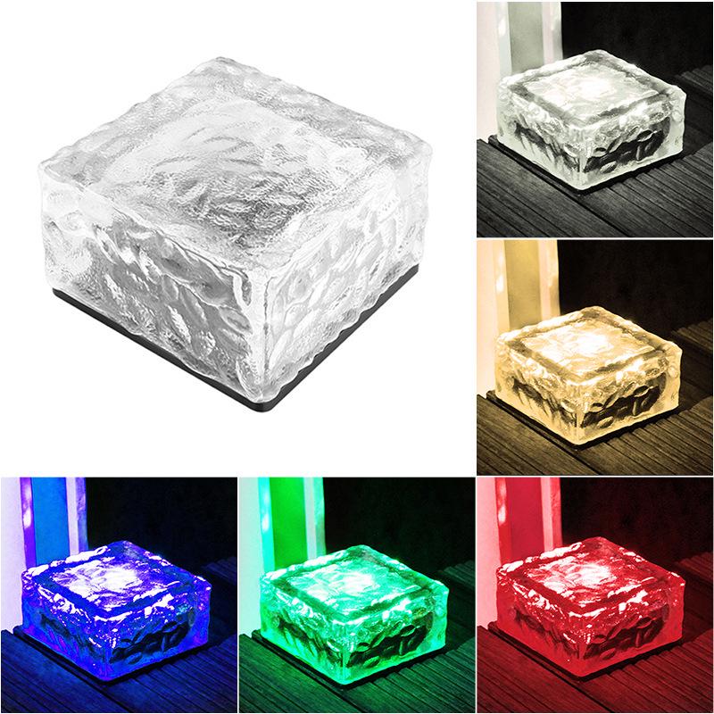 Outdoor Solar Ice Brick 4-LED Lamp for Courtyard and Landscape Pathways