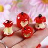 10 Stück 3D Herzförmiger Roter Apfelkern Harz DIY Frucht Schlüsselanhänger Handy-Kette Anhänger Bastelmaterial Zubehör