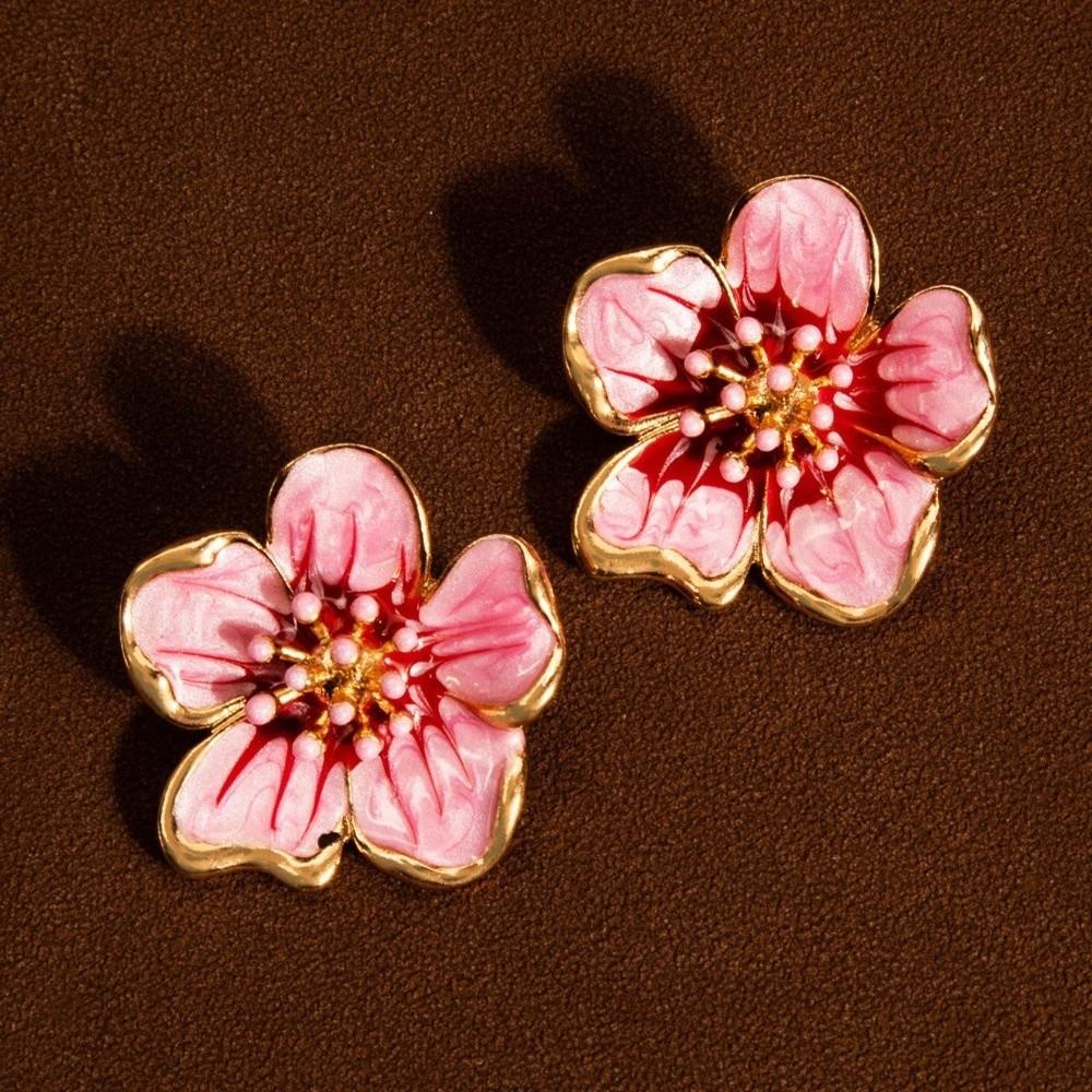 Enamel Flower Earrings Colorful Drop Earrings Elegant Floral Stud Earrings  Girls