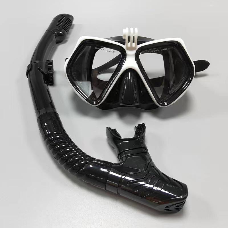 GoPro Mount Dive Mask with Snorkel – Liquid Silicone, Full Dry Snorkeling Set One Size