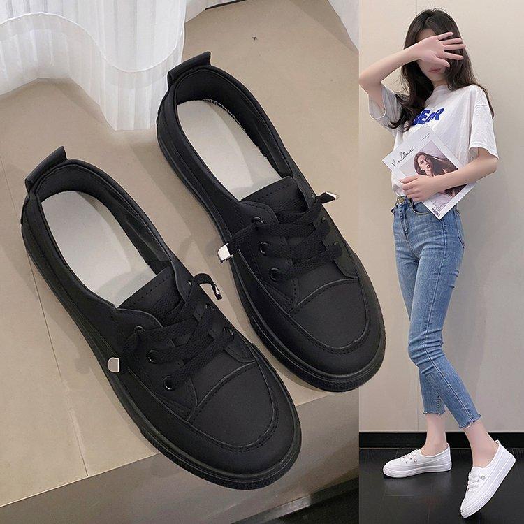 Baskets blanches plates et décontractées à lacets pour femmes, chaussures de marche confortables, de haute qualité, chaussures de sport pour dames