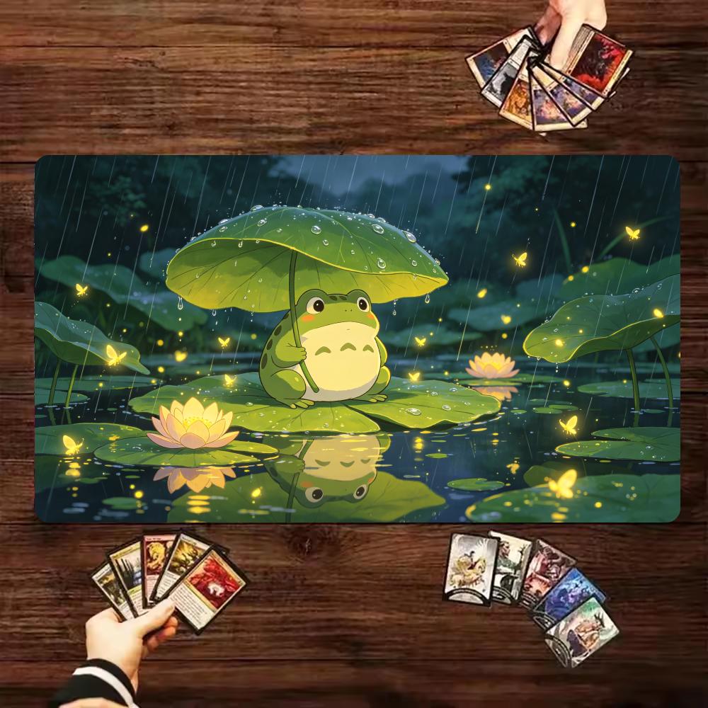 Frog Lotus Design TCG Playmat Magic Card Battle Mat 35X60CM Gathering Gaming Mats Tapete Magic Gaming Play Mat Card Desk Pads