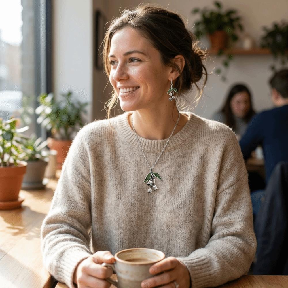 Floral Design Convallaria Majalis Earrings Drop Shape Dangle Flower Jewelry  Gift