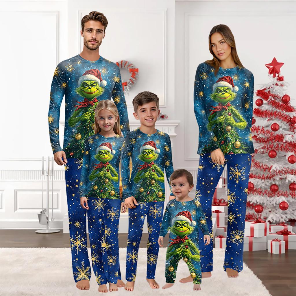 Christmas Print Family Outfit Long Sleeve Top + Pants Set Family Outfit