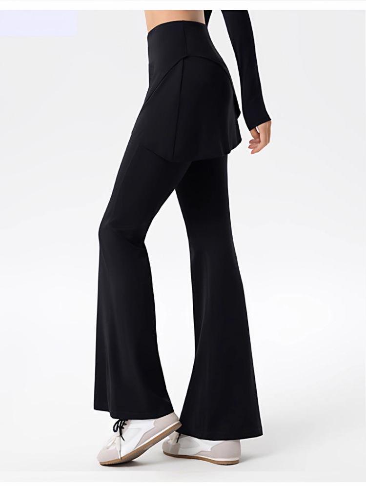 Women's Micro-Flare Yoga Skirt Pants Set for Outdoor Fitness - Autumn/Winter