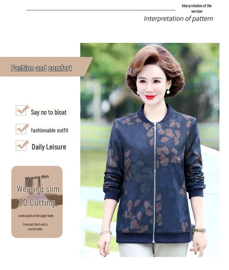 Mother's 2026 Spring/Autumn Lapel Jacket for Women - Middle-Aged & Elderly, Loose, Stylish Top.