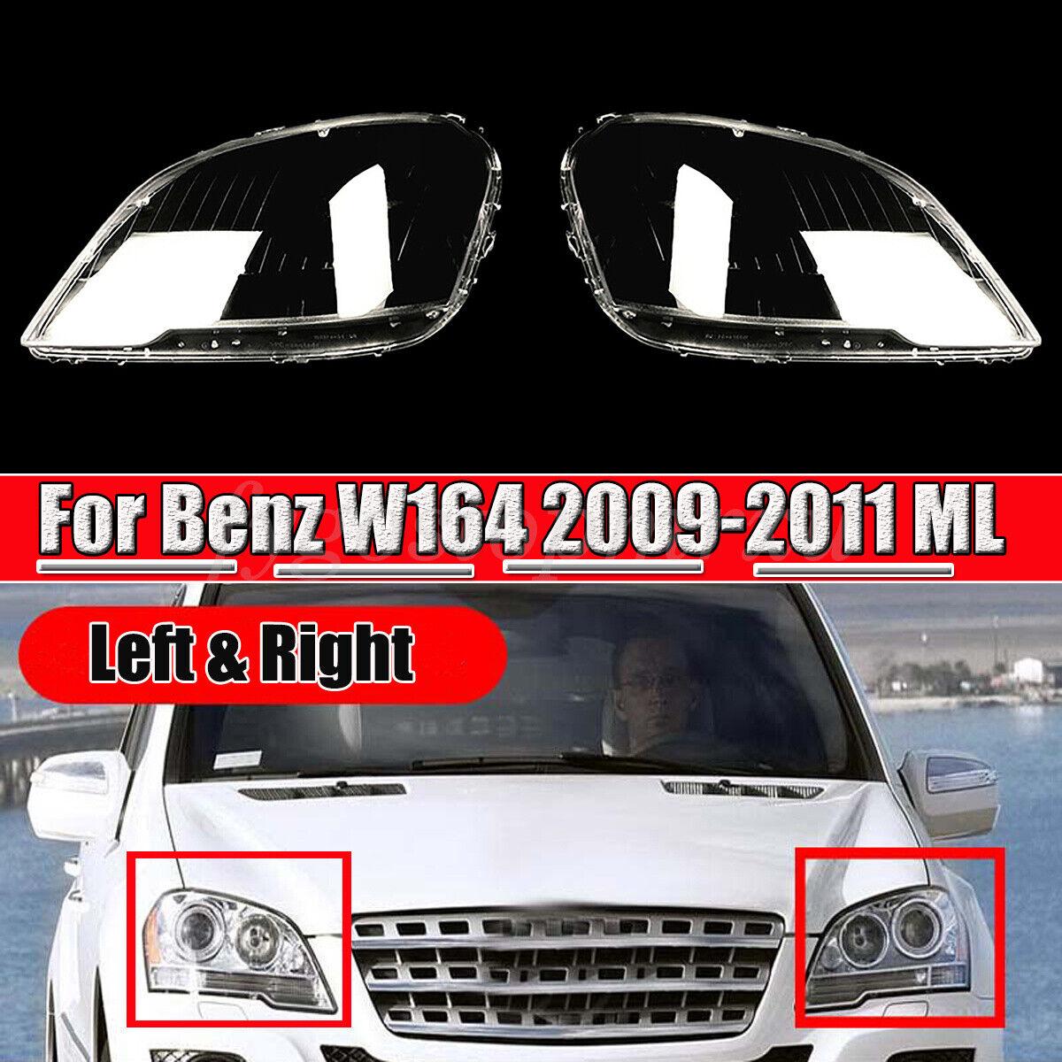 

Left+Right Front Headlight Lens Cover For Mercedes Benz W164 ML-Class ML300 ML350 ML450 2009-2011Transparent Lampshade
