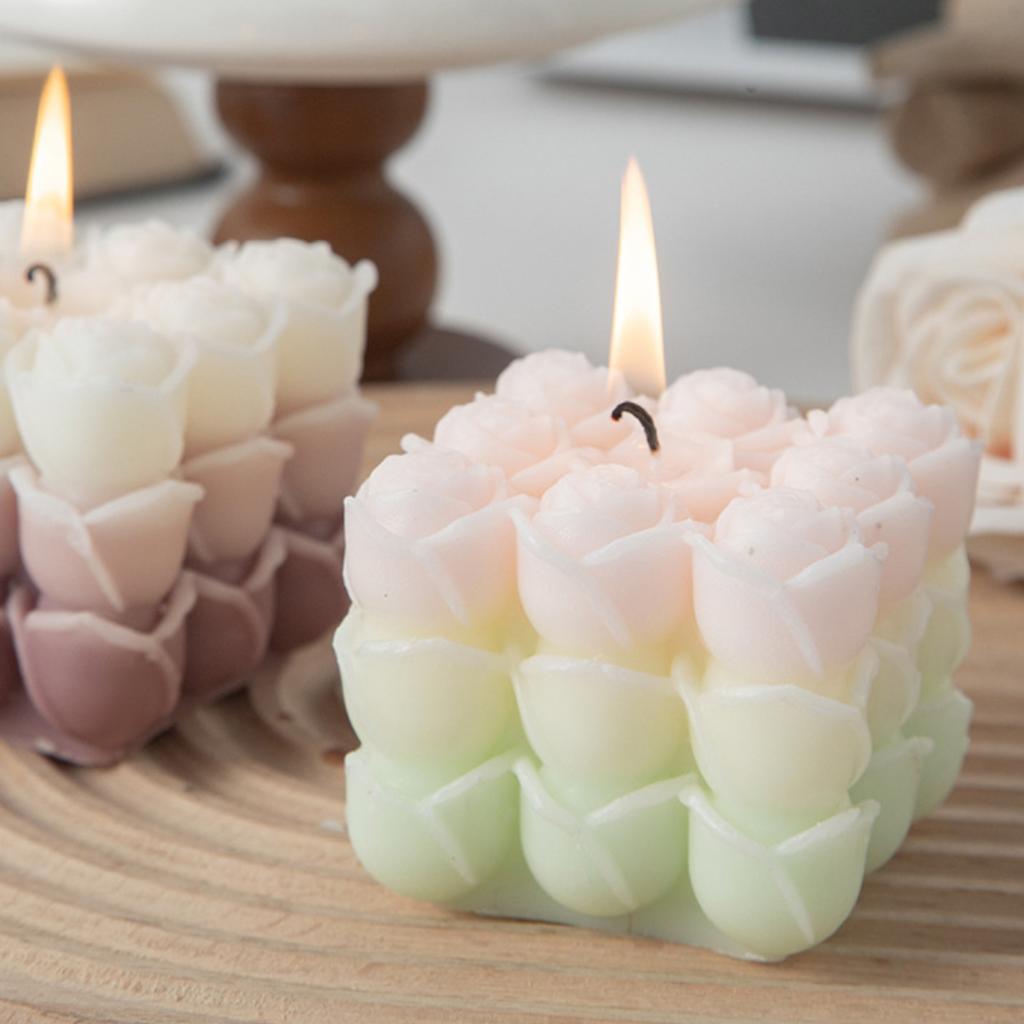 Valentýn Květina Kouzelná kostka Forma na svíčku Růže Kouzelný čtverec Silikonová forma na mýdlo Navrhněte svatbu Romantická výzdoba Dárek pro kutily