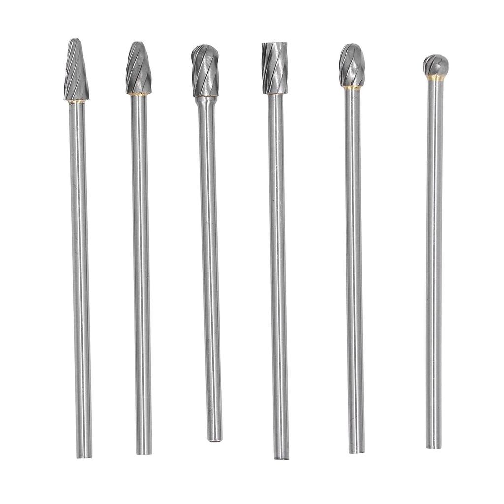 Cylinder Head Porting Kit, 6Pcs Cut Carbide Burr Set Lengthen for Woodworking,Drilling, Metal Carving, Engraving, Polishing, Cutting Burs