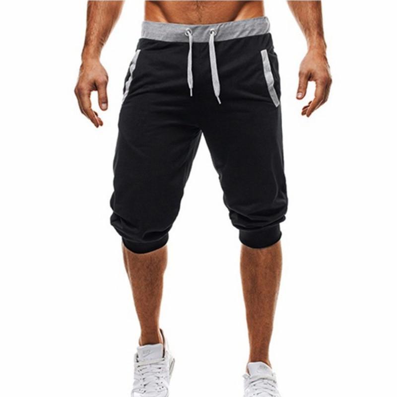 Men's European and American Trendy Slim Fit Color Block Jogging Shorts