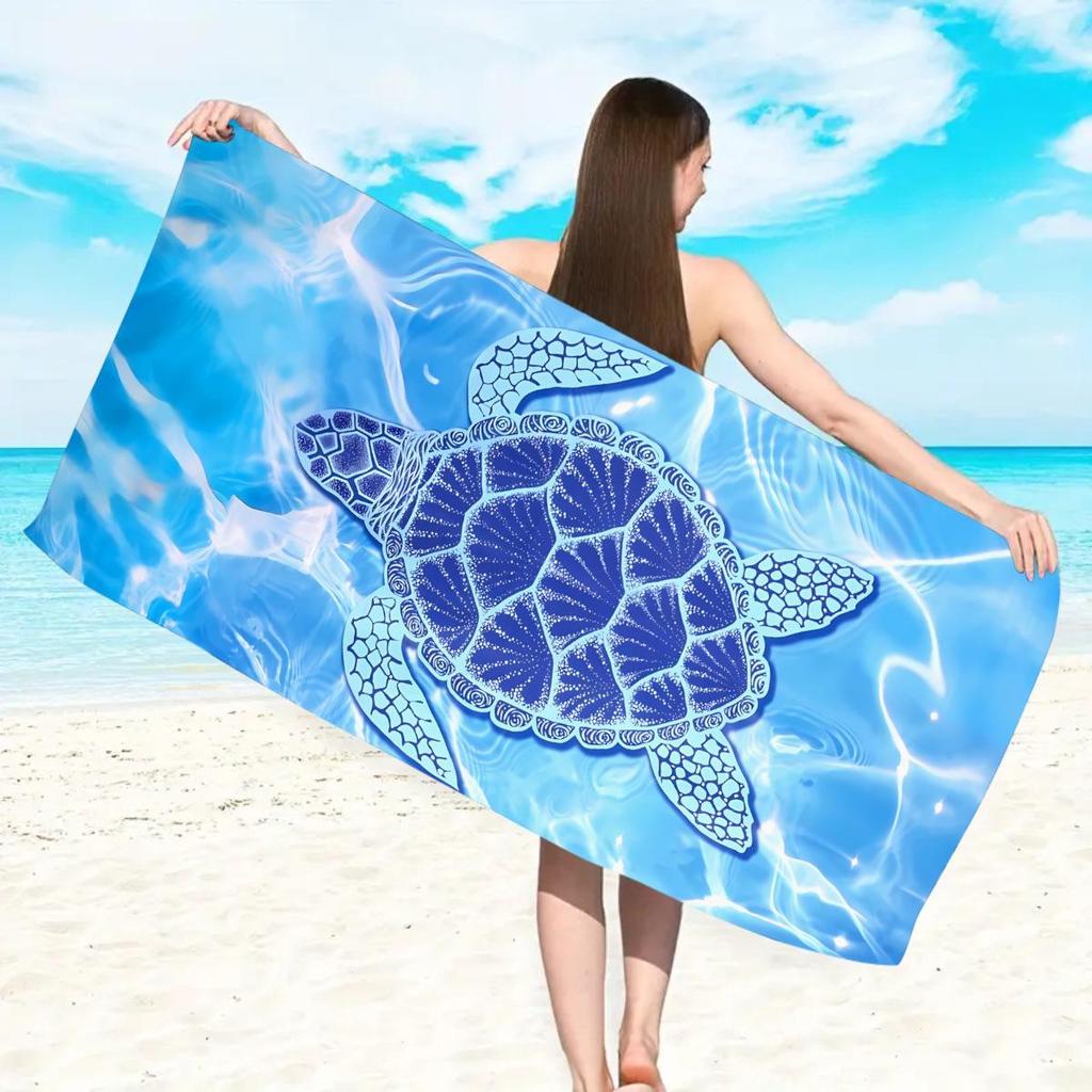 Hot Seller Turtle & Flamingo Quick-Dry Ultra-Fine Fiber Beach & Bath Towel, Thick & Absorbent