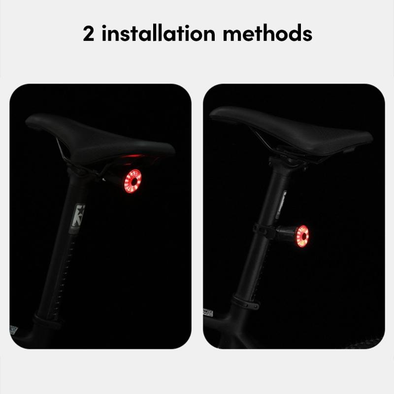 IPX6 Bike Intelligent Sensor Flashlight Smart Bikes Tail Light 7 Light Modes Quick Release Back Brake Night Riding Light