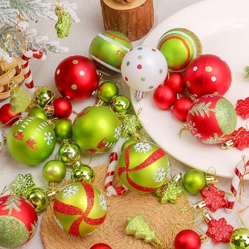 42PCS Shatterproof Christmas Ornaments Ball Set, 2.36 Inch Glittering Plastic Holiday Decorations with Hooks, Bright Colors Many