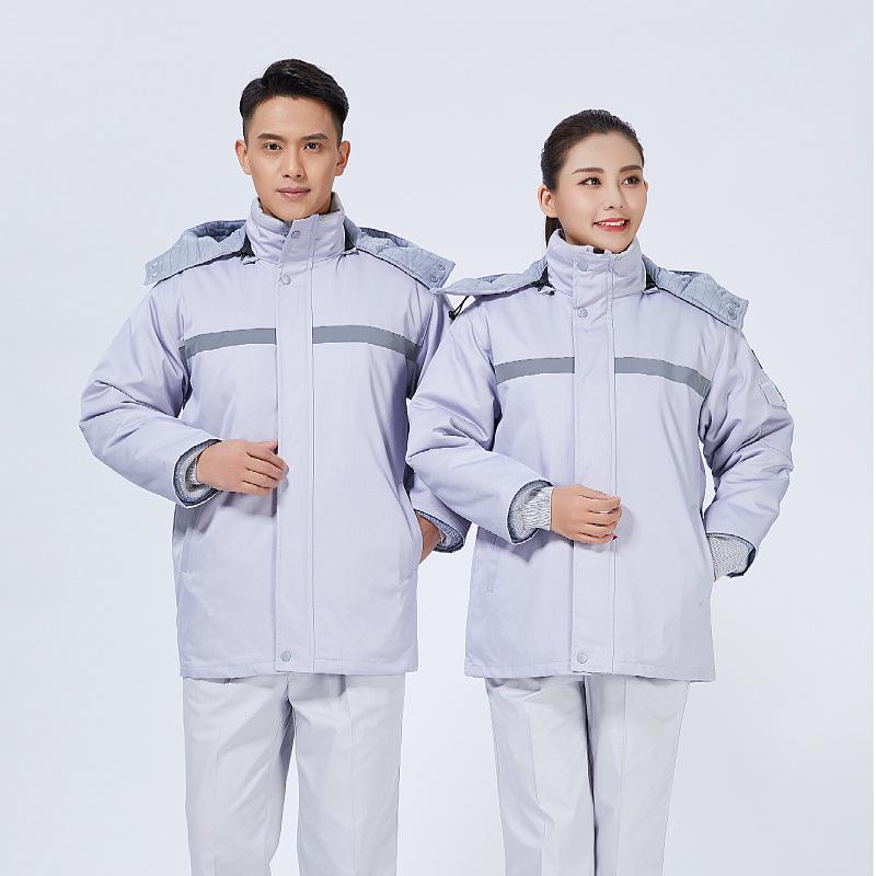Autumn Winter Cotton Padded Anti-static Reflective Cold-resistant Workwear Overalls with Print Embroidery