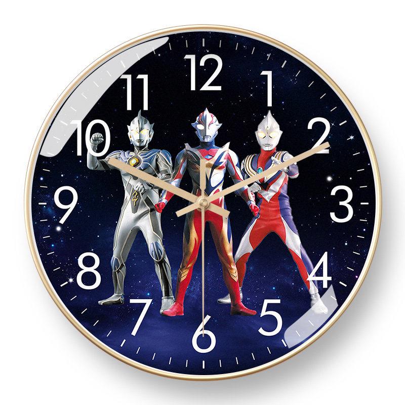 Ultraman Silent Quartz Boys Room Wall Clock, Radio Controlled with Automatic Time Sync, Punch-Free Hanging. 8 inches