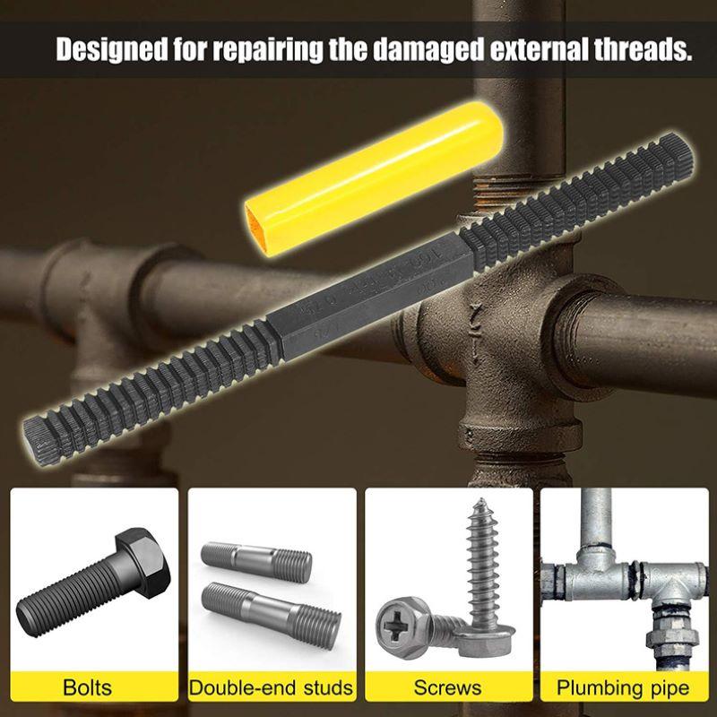 Thread Repair File Metric Thread Restoration Repair File Cleans Damaged Threads 0.75-3 mm Pitch Metal Hardware DIY Hand Tools