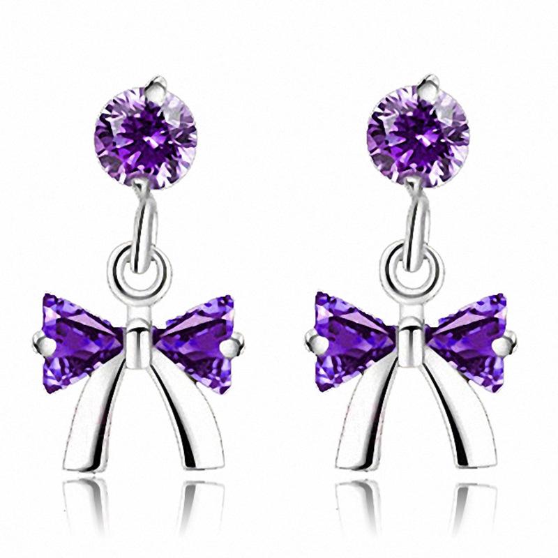 Elegant Bowknot Zircon Stud Earrings - Silver Crystal Jewelry for a Youthful Look