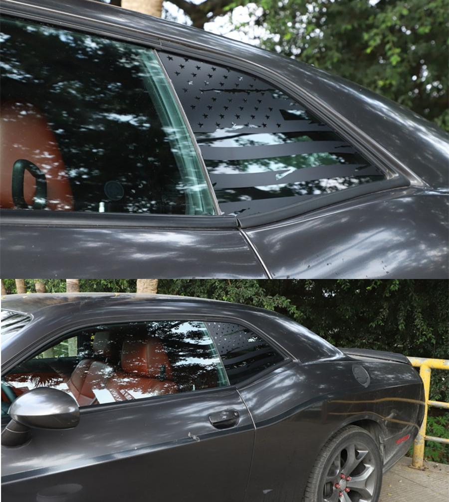 Samolepka na okno s potrhanou americkou vlajkou Vhodná pro Dodge Challenger 2008-22