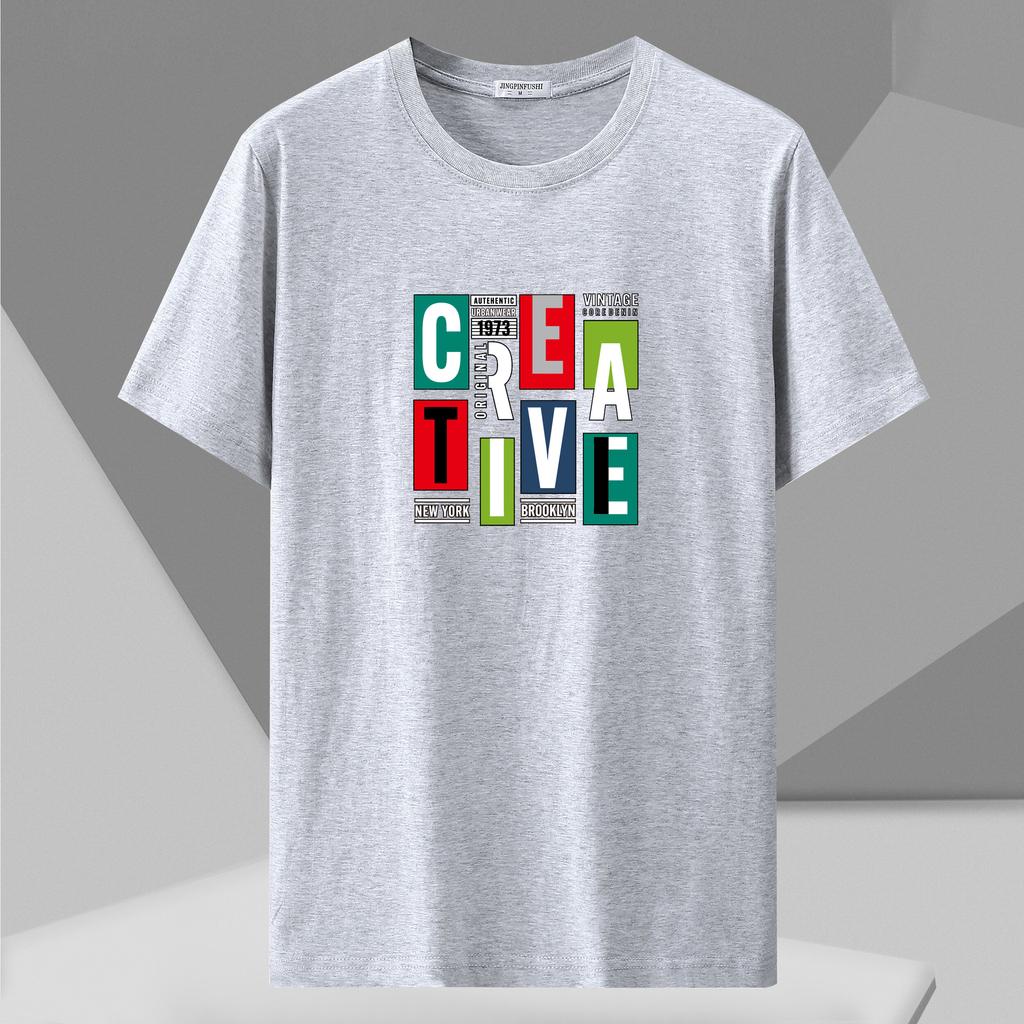 Casual Comfort Fit Pure Cotton T-Shirt With Graphic Print Summer Loose Size Graphic Printed Slim Fit Casual Sports Round Neck Short Sleeved T-shirts