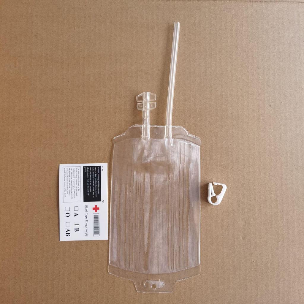 Halloween Double Tube Blood Bag Drink Pouch 350ml - PVC Plasma/Beer Prank Bag
