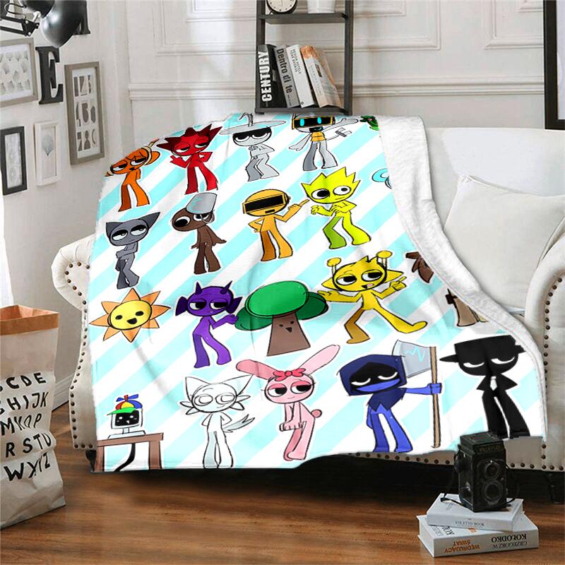 1pc Blanket Sprunki9 Print Design, Lightweight Blanket for Sofa, Bed- Soft &Warm, Gift for All Seasons Like Christmas, Halloween