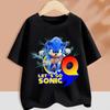Sonics T-shirt for Children Cartoon A-Z Letter Tee Top Round Collar Clothing Summer Short Sleeve Kids Anime Partern Clothes Gift