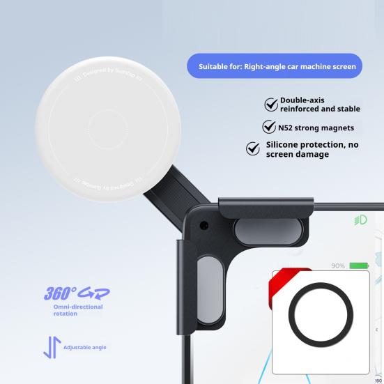 Mobile Phone Holder 360-Degree Rotation Magnetic Car Mount Clip-on Phone Mount Ultra-Stable Shock Absorbing Phone Stand for Safe Driving