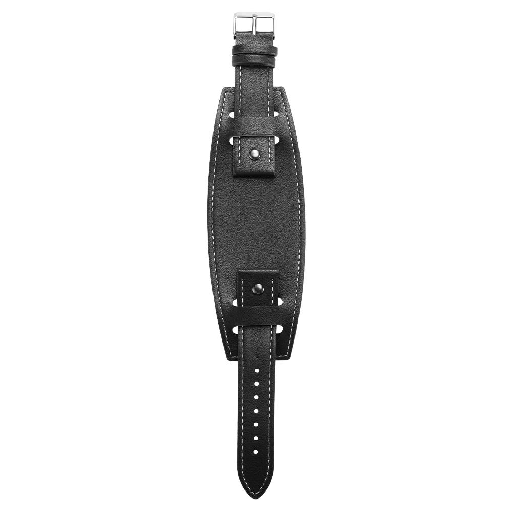 20/22/24mm Bund Strap Men's Vintage Cowhide Cuff Watch Band Pin Buckle Bracelets Deep Brown Black Light Brown Color Watch Strap