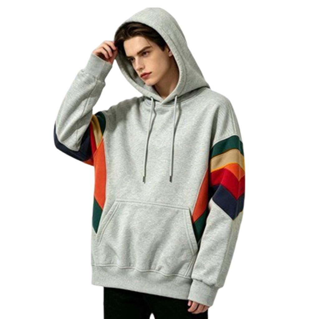 Herren Color-Block Hoodie mit tief angesetzter Schulter Lässiger Pullover Sweatshirt für den Alltag