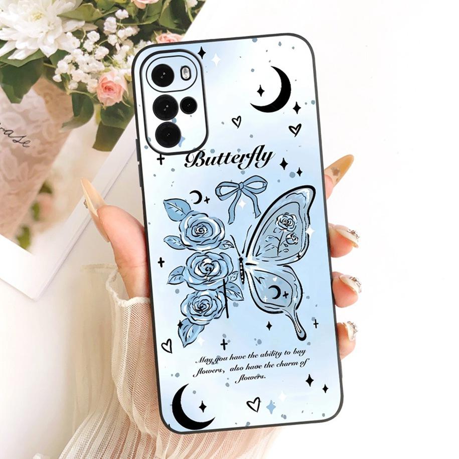 Für Motorola Moto G22 G32 G42 Hülle XT2231-1 XT2235-2 XT2235-2 Niedliche Katze Schmetterling Cartoon Weiche Hülle Für Moto G62 5G MotoG42 Capa