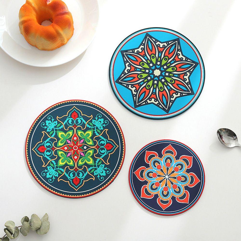 Silicone Hot Pot Pads for Kitchen Round Trivets for Dining Table Cooking Potholders Art Mats Heat Resistant Pot Holders Coaster