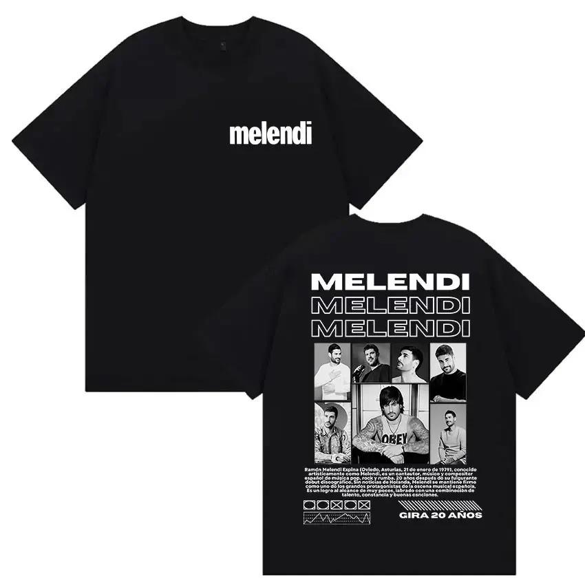 Rapper Melendi Tour 2025 Album Merch T Shirts Men's Vintage Gothic Oversized Cotton T-shirt Plus Size Streetwear Cotton Hip Hop