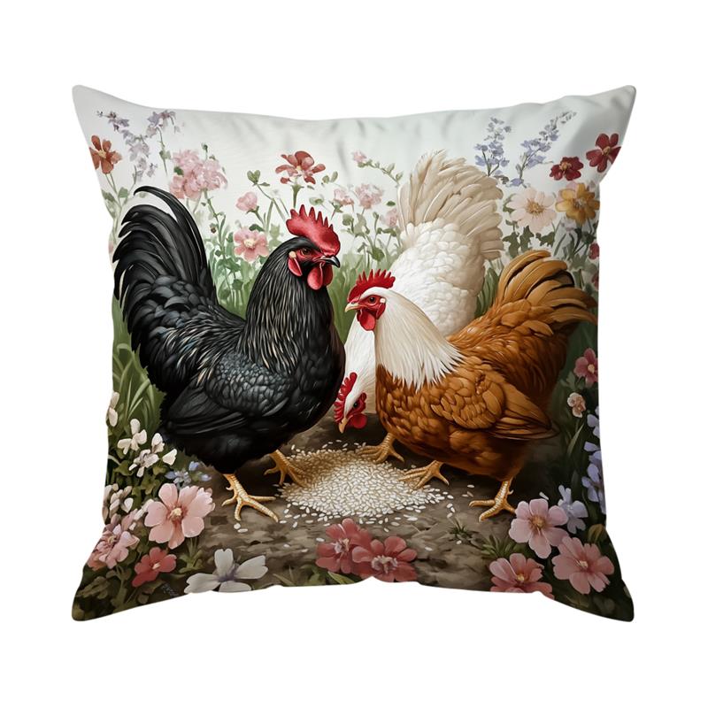 1 Stück Hahn Kissenbezug Für Zuhause Wohnzimmer Schlafzimmer Sofa Büro Dekorative Kissenhülle Weiche Kuschelkissen 45X45cm