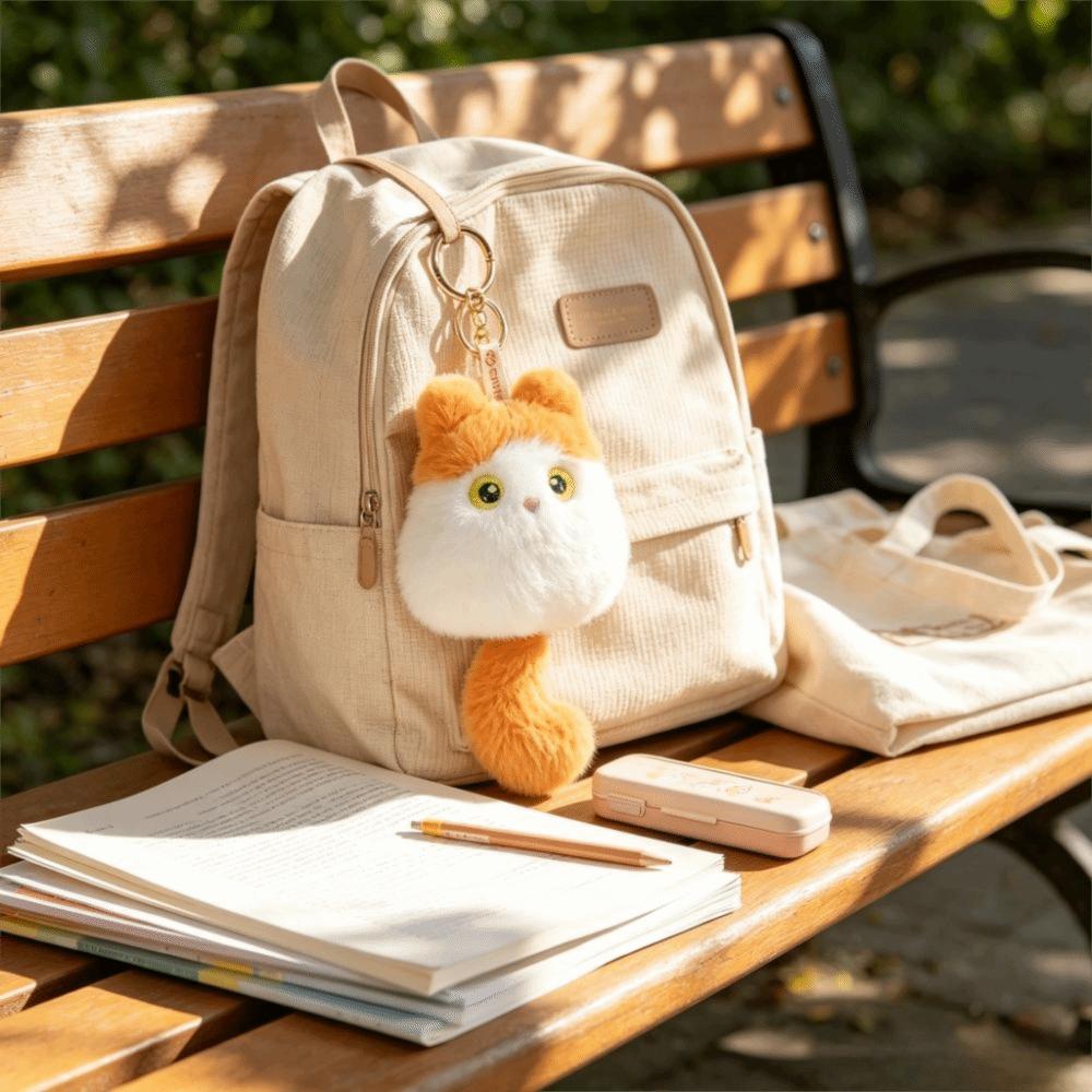 Cute Cat Cat Plush Pendant Soft Fluffy Cat Stuffed Toy Keyring Gift for Boy