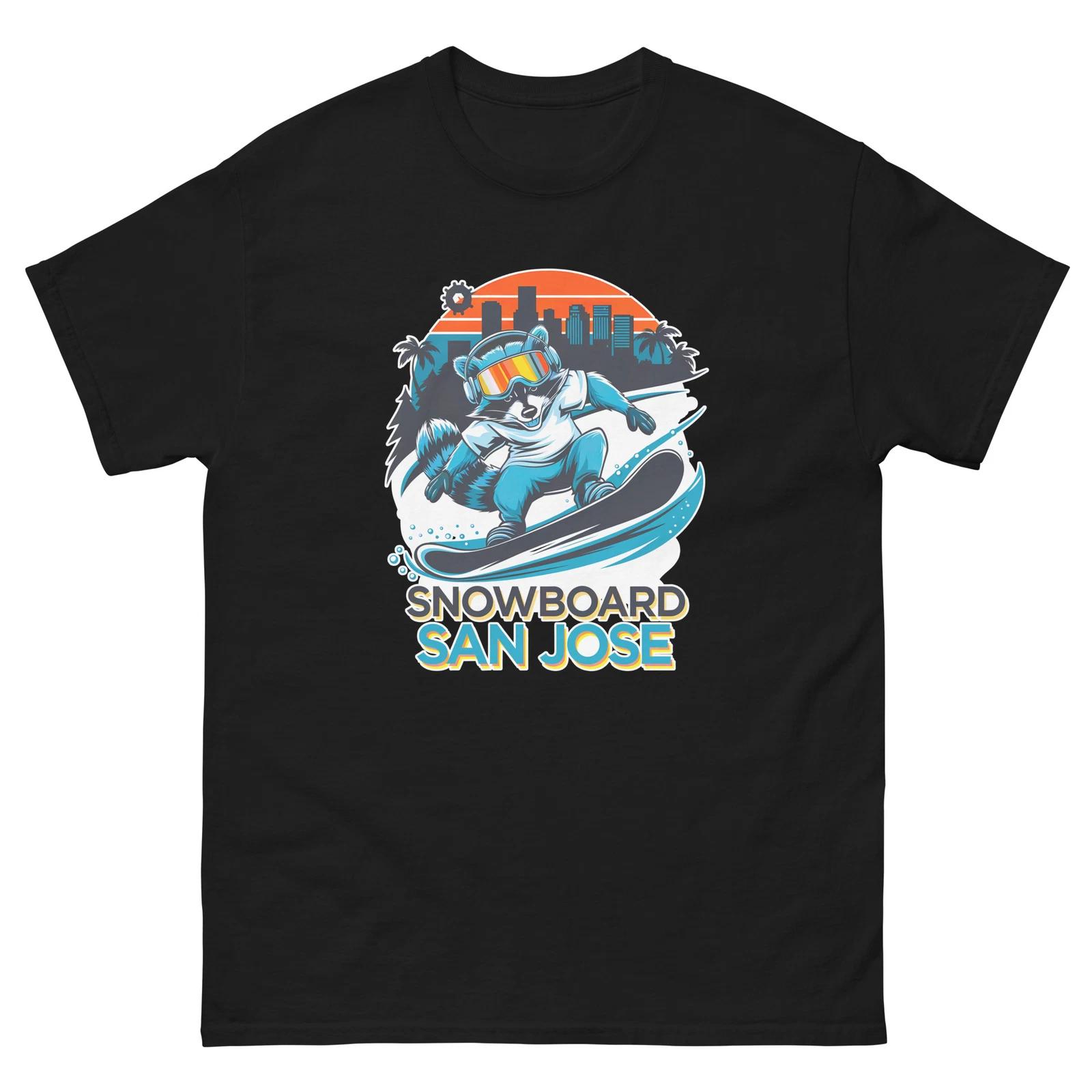 Snowboard San Jose Raccoon USA Snowboarding Animal T-Shirt L